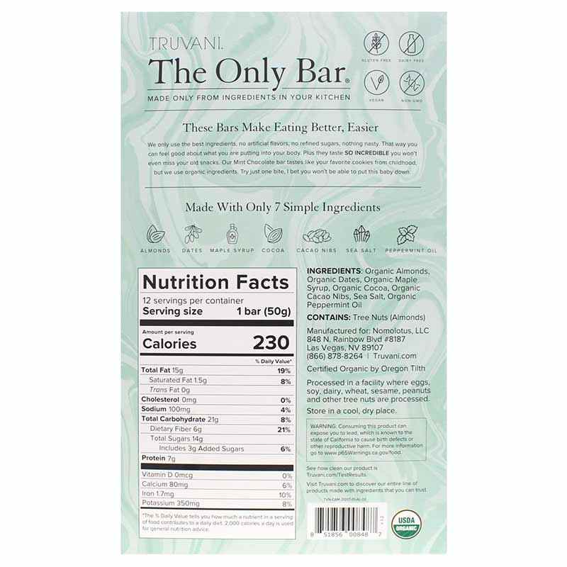 The Only Bar, Chocolate Mint, 12 Bars, by Truvani, image #2