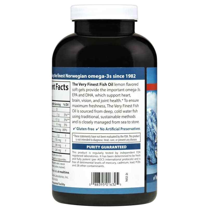 The Very Finest Fish Oil Softgel 700 Mg Omega-3s, Lemon, by Carlson Labs, image #3