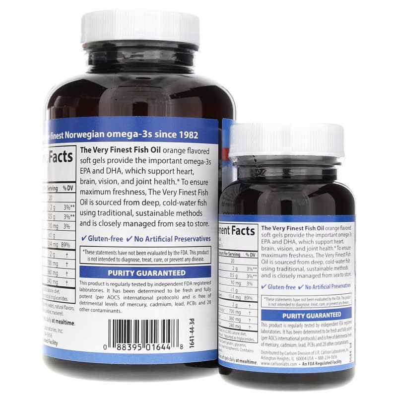 The Very Finest Fish Oil Softgels Bonus Pack, Orange, by Carlson Labs, image #3