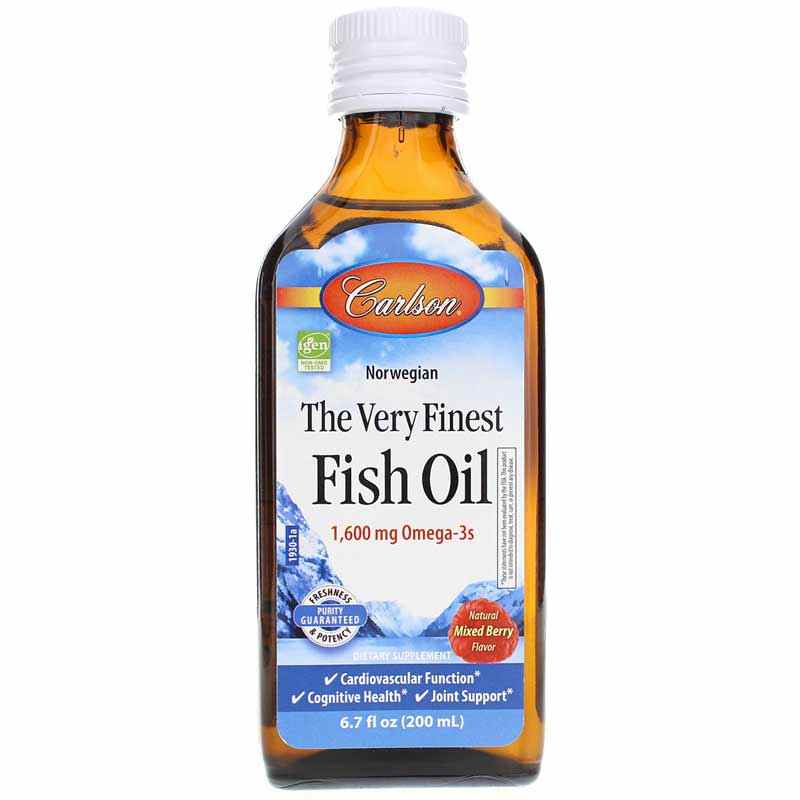 The Very Finest Fish Oil Liquid 1600 Mg Omega-3s, Mixed Berry, 6.7 Oz, by Carlson Labs