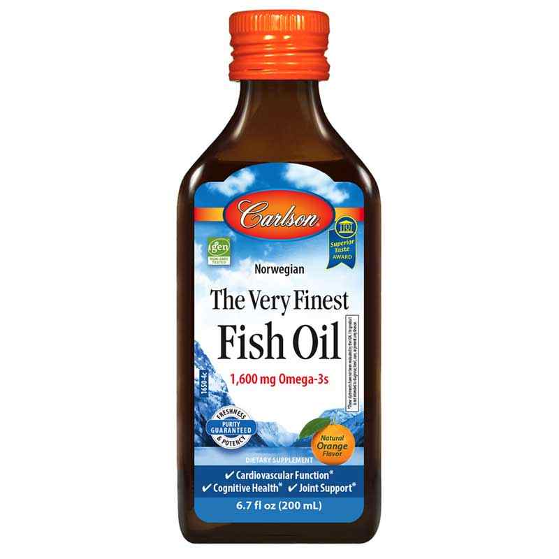 The Very Finest Fish Oil Liquid 1600 Mg Omega-3s, Orange, 6.7 Oz, by Carlson Labs