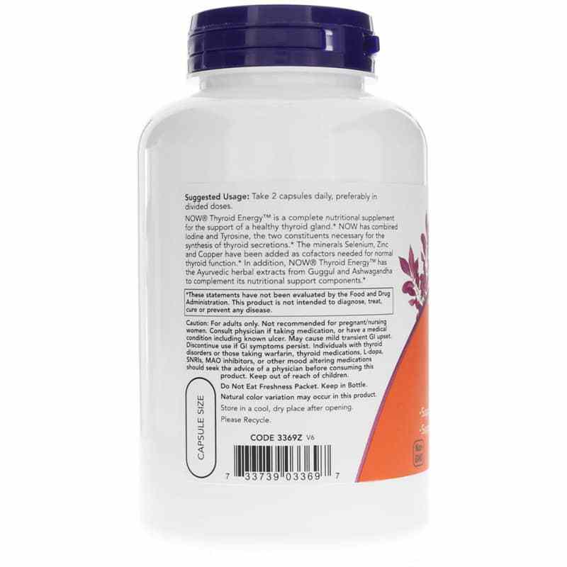 Thyroid Energy, 180 Veg Capsules, by NOW Foods, image #3