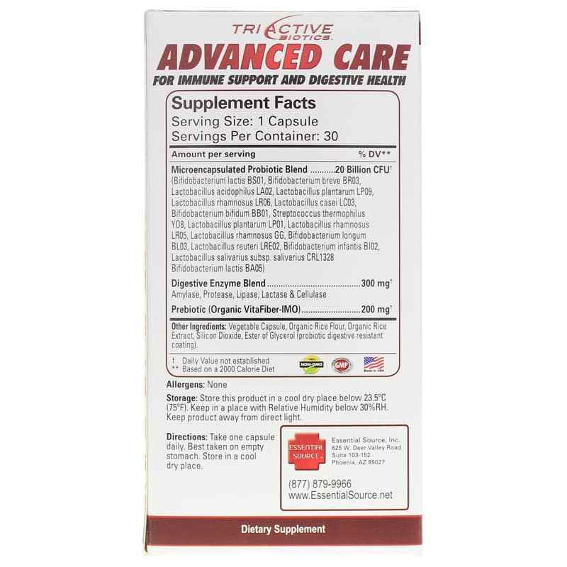 Tri Active Biotics Advanced Care Capsules, 30 Servings, by Essential Source, image #3