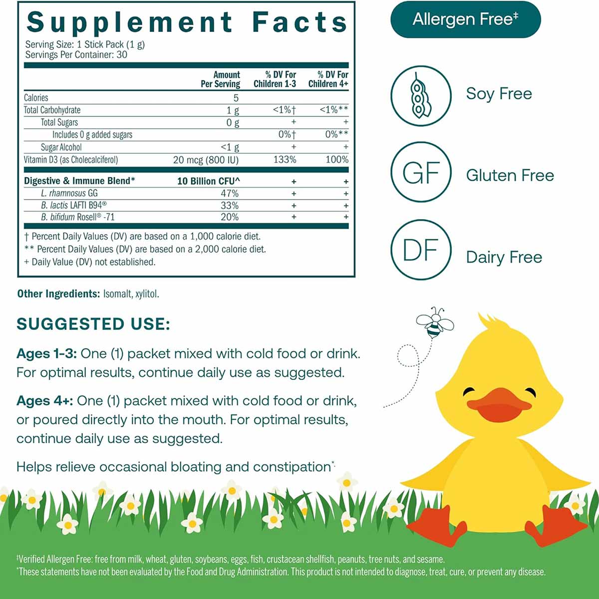 True Littles Probiotic + D3, 30 Stick Packs, by True Grace
