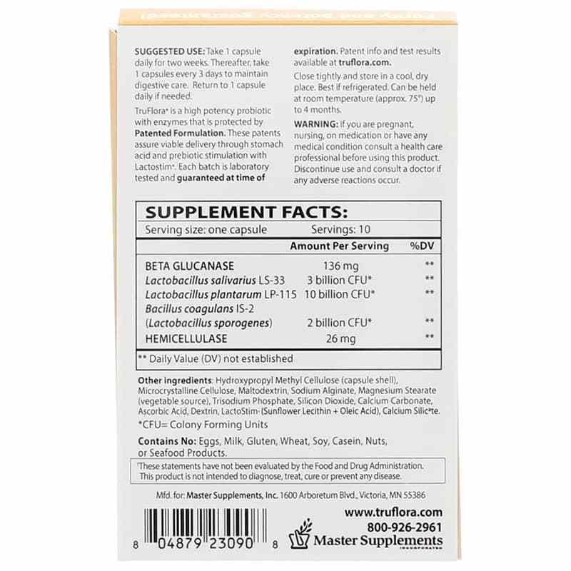 TruFlora Probiotics Plus Enzymes, 10 Capsules, by Master Supplements, image #2