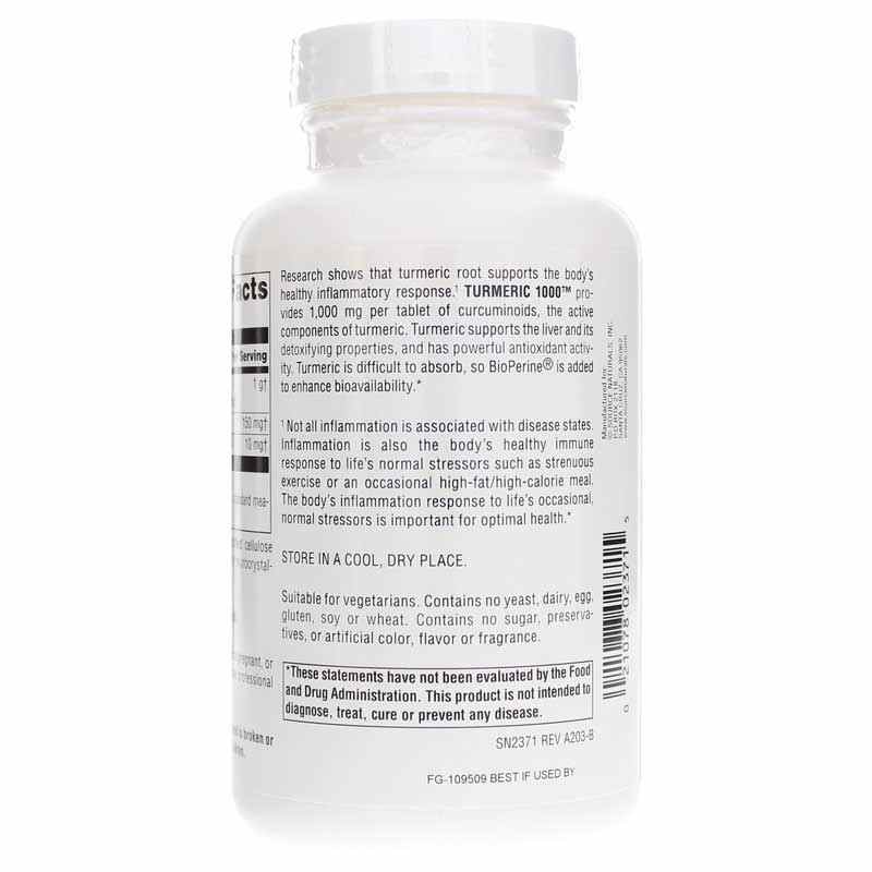 Turmeric 1000, 120 Tablets, by Source Naturals, image #3