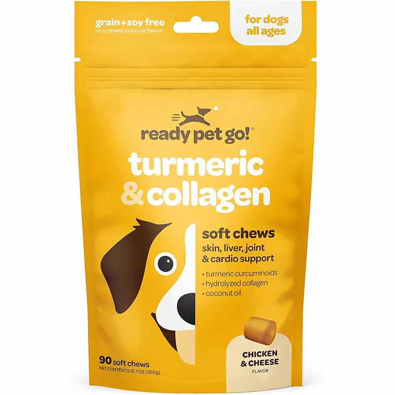 Turmeric & Collagen Chews, Chicken & Cheese, 90 Chews, by Ready Pet Go!