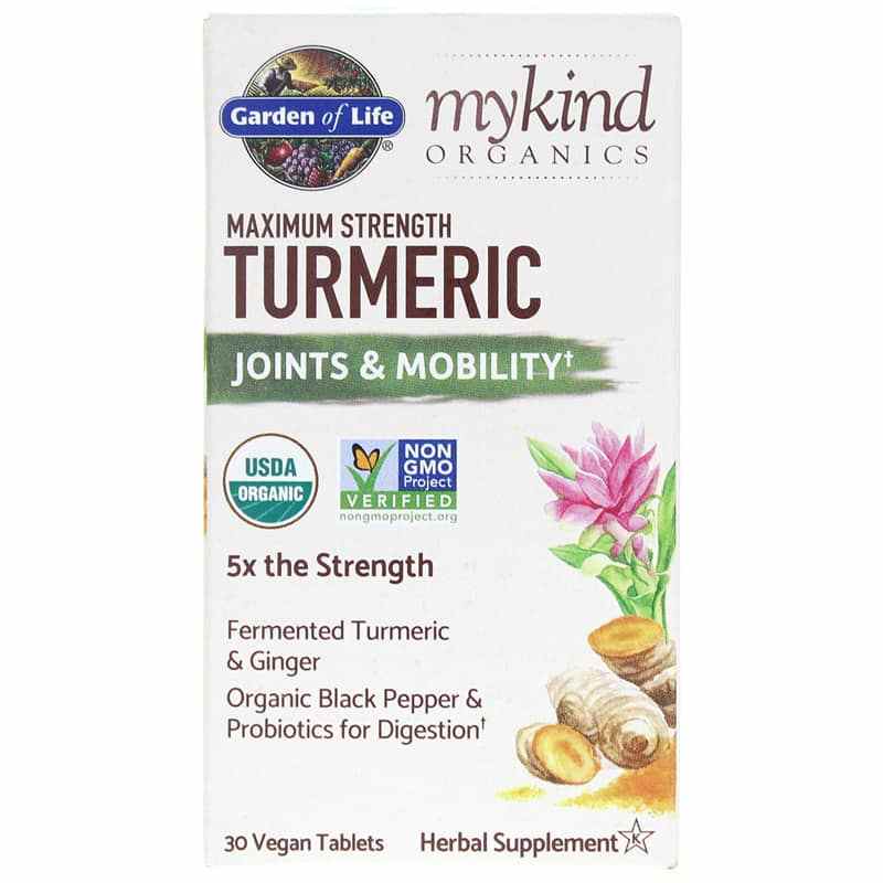 Turmeric Maximum Strength, 30 Veg Tablets, by Garden of Life mykind Organics