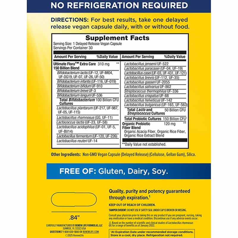 Ultimate Flora Probiotic 150 Billion Ultimate Care Formula, 30 Veg Capsules, by Renew Life, image #4