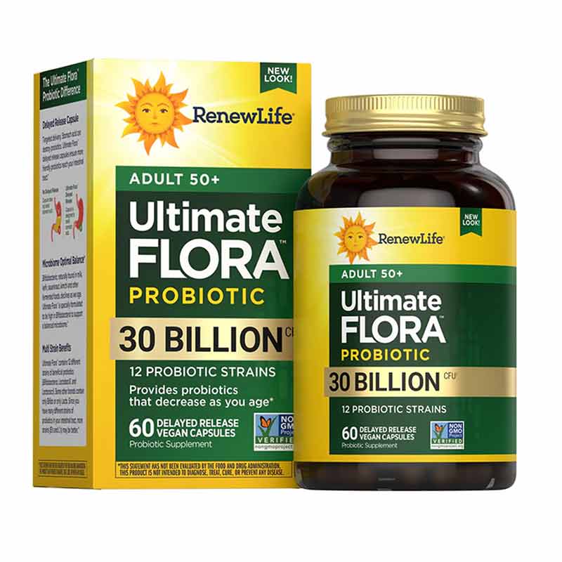 Ultimate Flora Probiotic 30 Billion Adult 50+ Formula, 60 Veg Capsules, by Renew Life
