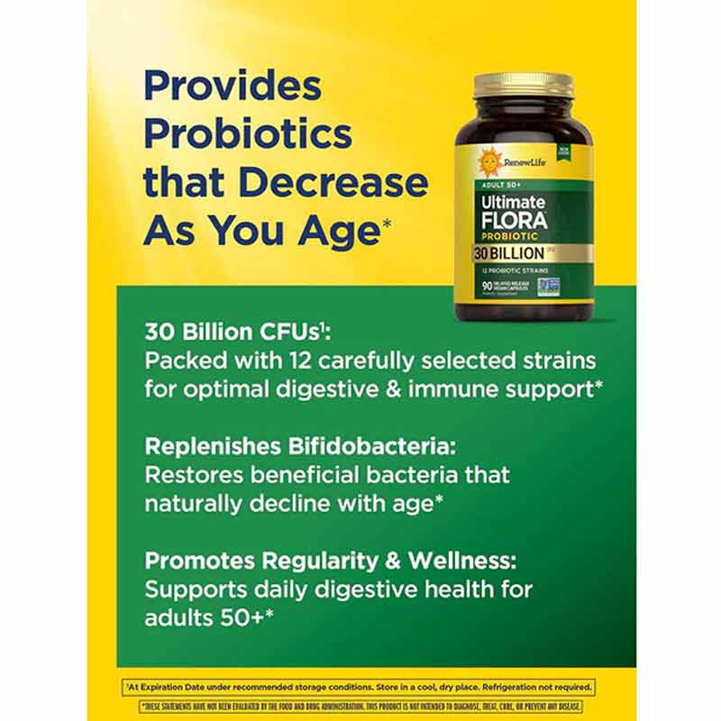 Ultimate Flora Probiotic 30 Billion Adult 50+ Formula, 90 Veg Capsules, by Renew Life, image #2