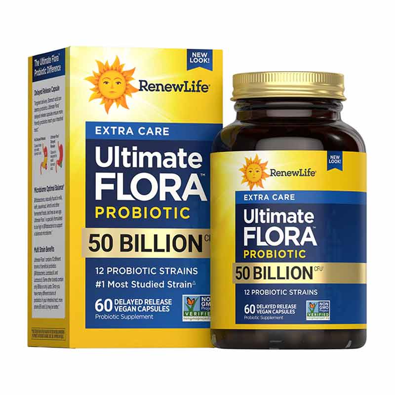 Ultimate Flora Probiotic 50 Billion Extra Care Formula, 60 Veg Capsules, by Renew Life