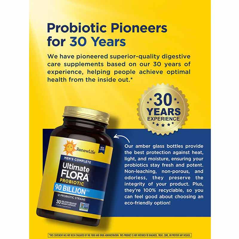 Ultimate Flora Probiotic 90 Billion Men's Care, 30 Veg Capsules, by Renew Life, image #2