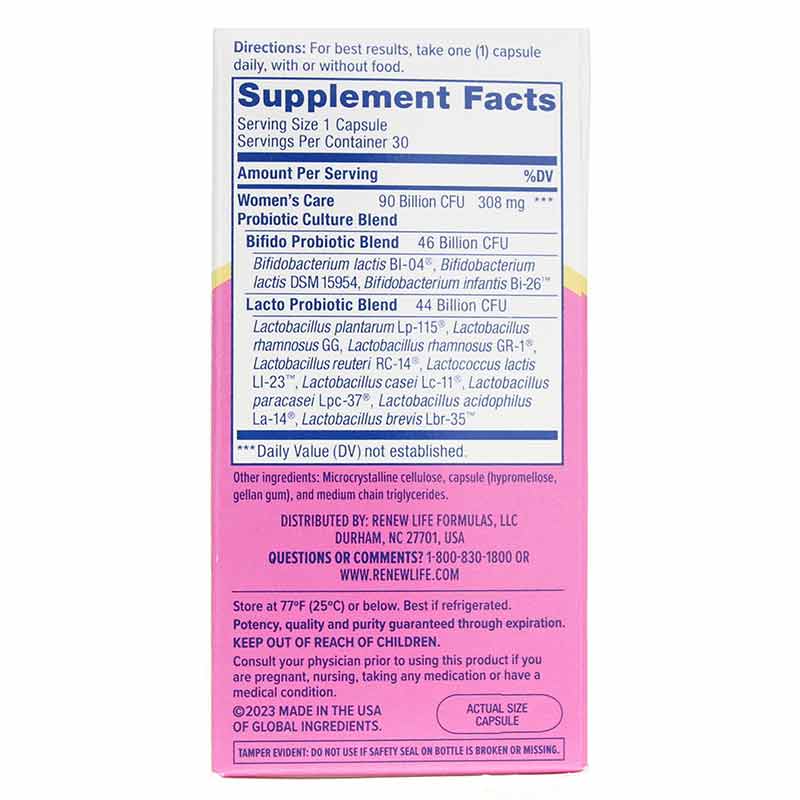 Ultimate Flora Probiotic 90 Billion Women's Care, 30 Veg Capsules, by Renew Life, image #2