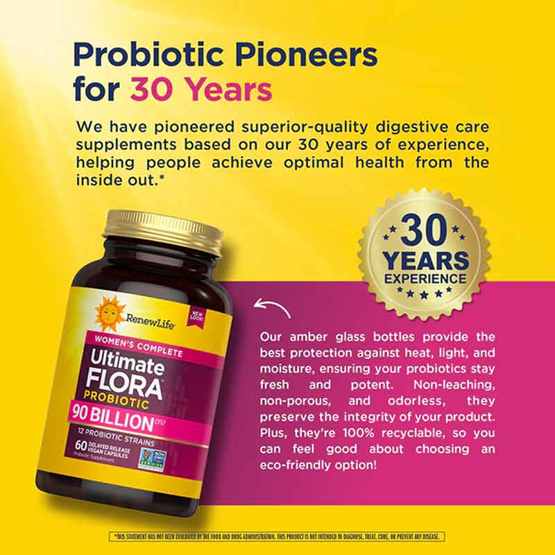 Ultimate Flora Probiotic 90 Billion Women's Care, 60 Veg Capsules, by Renew Life, image #4
