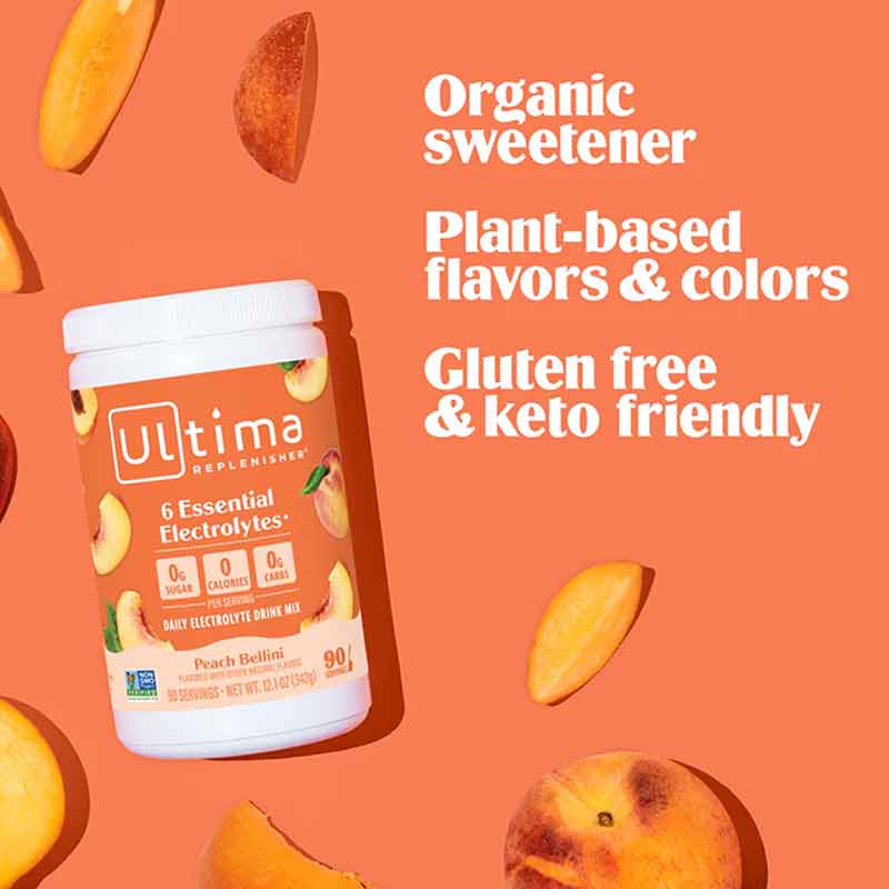 Ultima Replenisher Electrolyte Drink Mix, Peach Bellini, 90 Servings, by Ultima Health Products, image #2