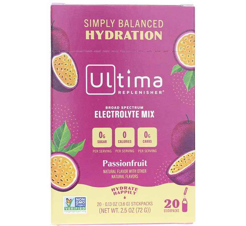 Ultima Replenisher Electrolyte Drink Mix Packets, Passion Fruit, 20 Packets, by Ultima Health Products