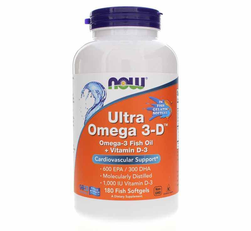 Ultra Omega 3-D, 180 Softgels, by NOW Foods