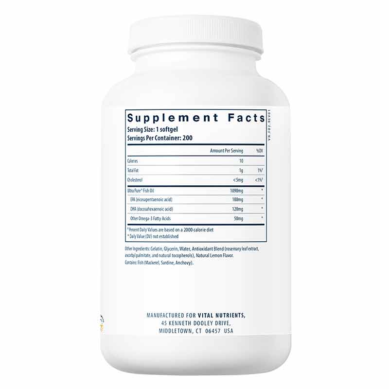 Ultra Pure Fish Oil 350, 200 Softgels, by Vital Nutrients, image #3