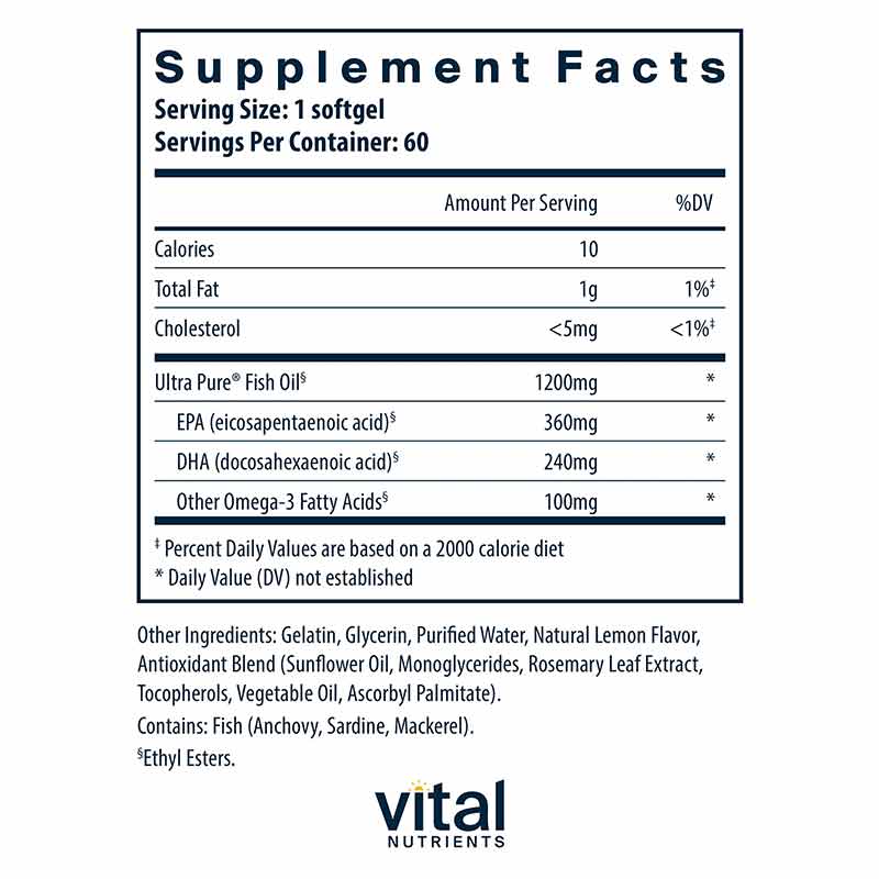 Ultra Pure Fish Oil 700 Enteric, by Vital Nutrients, image #2