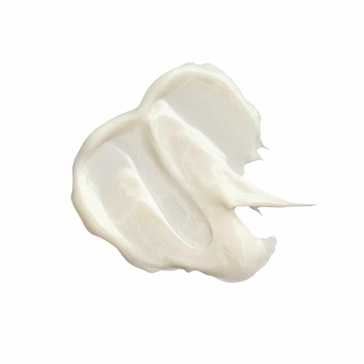 Creamy white body butter with thick, whipped texture and swirled peaks.