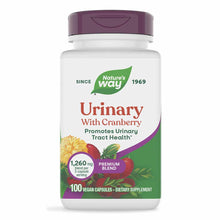 Nature's Way Urinary with Cranberry Premium Blend dietary supplement bottle with purple cap containing 100 vegan capsules.