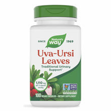 Nature's Way Uva-Ursi Leaves dietary supplement bottle with green cap containing 100 vegan capsules at 1,110 mg per serving.
