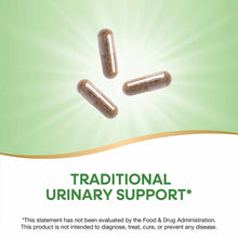Three brown herbal supplement capsules on a light green background.