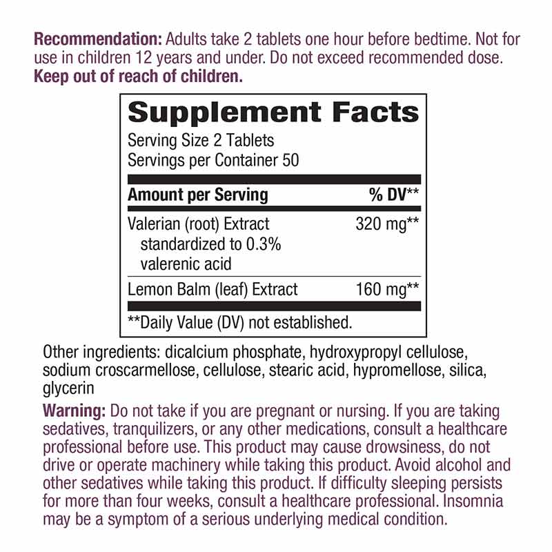 Valerian Nighttime Premium Blend, 100 Tablets, by Natures Way, image #2