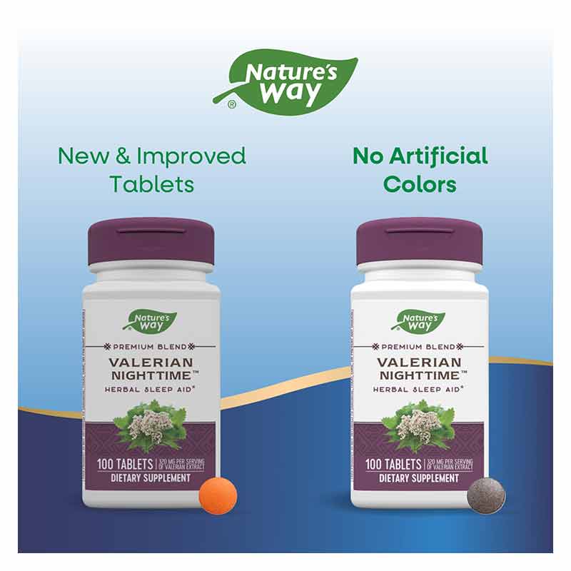 Valerian Nighttime Premium Blend, 100 Tablets, by Natures Way, image #3
