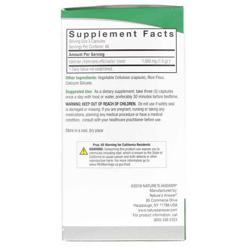 Valerian Root 1500 Mg, 180 Veg Capsules, by Natures Answer, image #2