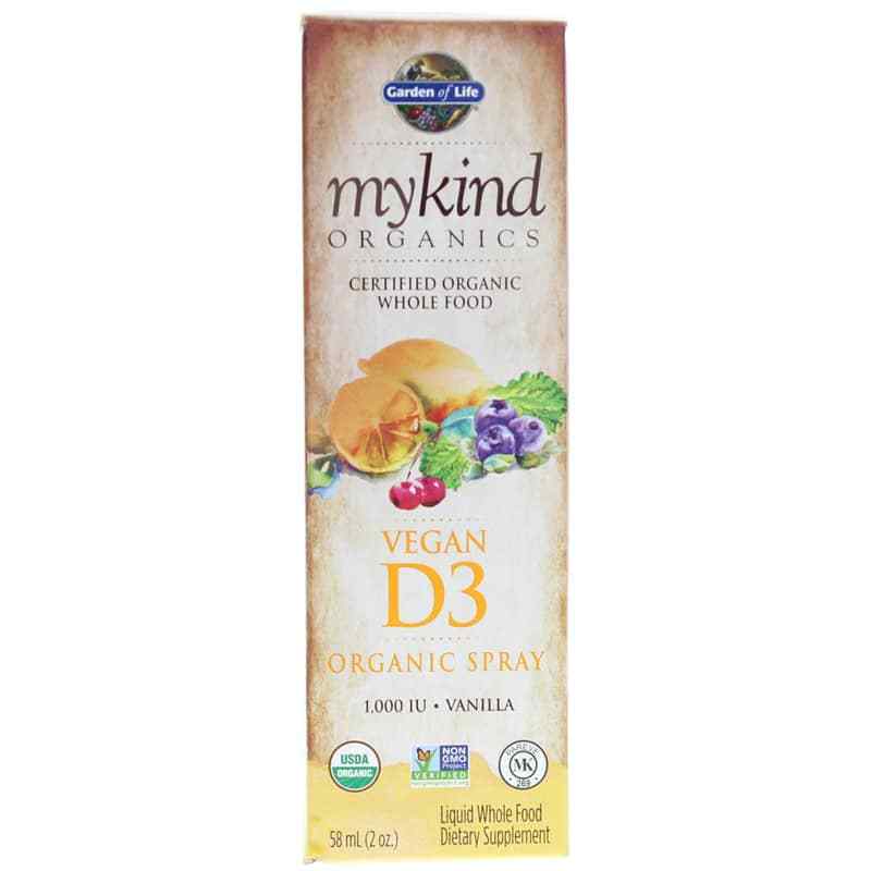 Vegan D3 1,000 IU Organic Spray Vanilla, by Garden of Life mykind Organics