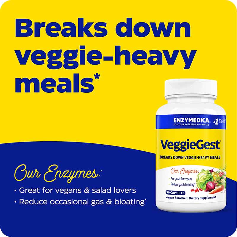 VeggieGest, 90 Capsules, by Enzymedica, image #3