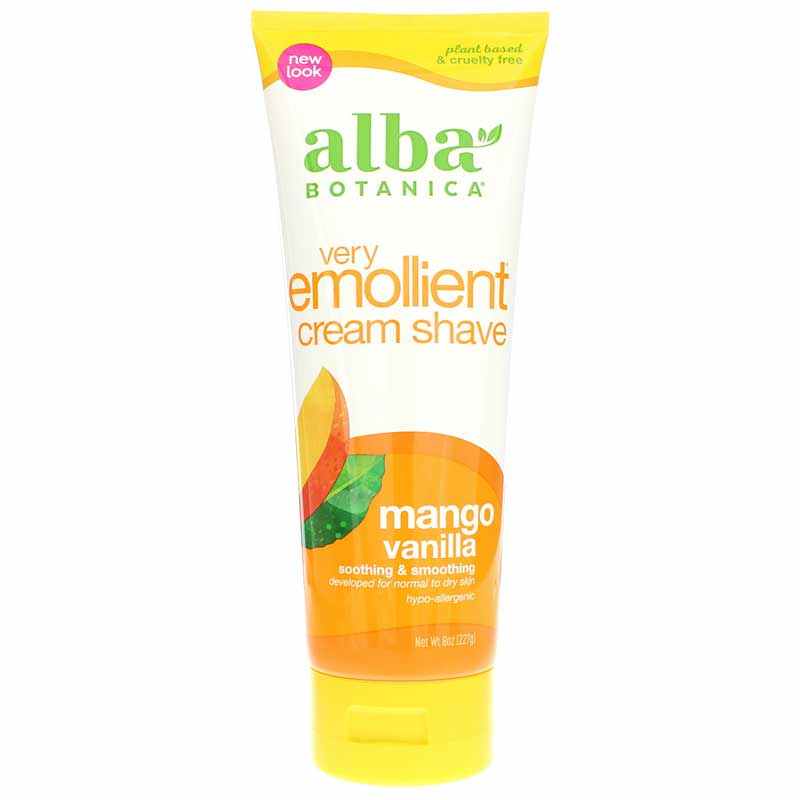 Very Emollient Cream Shave, Mango Vanilla, by Alba Botanica