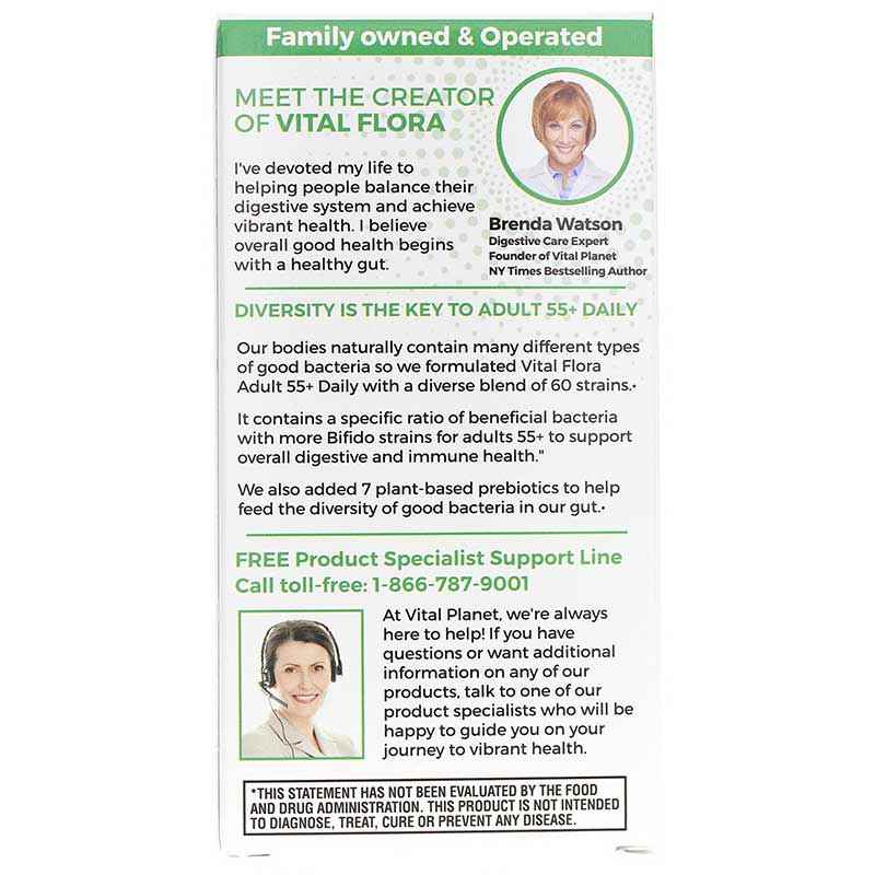 Vital Flora Adult 55+ Daily Probiotic + Prebiotics Shelf Stable, 60 Veg Capsules, by Vital Planet, image #3