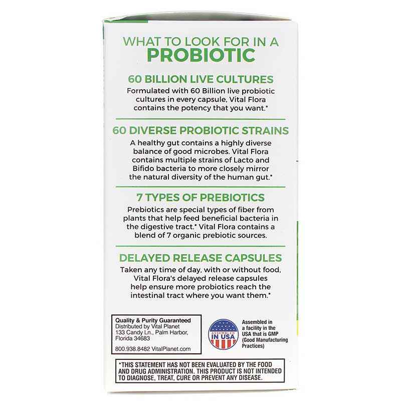 Vital Flora Adult 55+ Daily Probiotic + Prebiotics Shelf Stable, 60 Veg Capsules, by Vital Planet, image #4