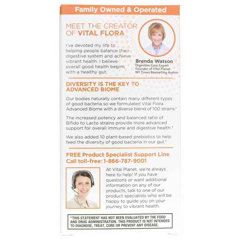 Vital Flora Advanced Biome Probiotic + Prebiotics 100 Billion CFU Shelf Stable, 30 Veg Capsules, by Vital Planet, image #3