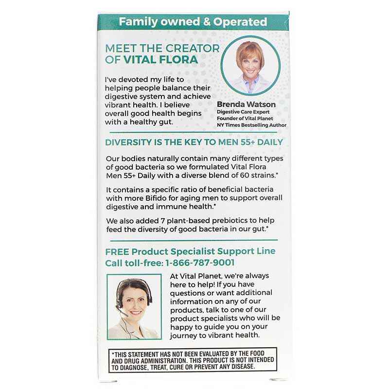 Vital Flora Men 55+ Daily Probiotic + Prebiotics Shelf Stable, 30 Veg Capsules, by Vital Planet, image #3