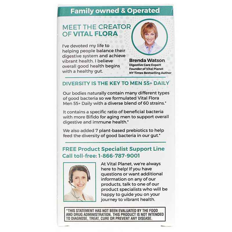 Vital Flora Men 55+ Daily Probiotic + Prebiotics Shelf Stable, 60 Veg Capsules, by Vital Planet, image #3