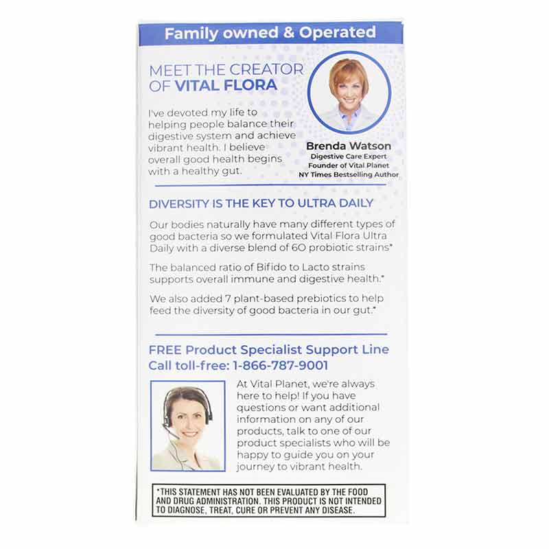 Vital Flora Ultra Daily Probiotic + Prebiotics Shelf Stable, 60 Veg Capsules, by Vital Planet, image #3