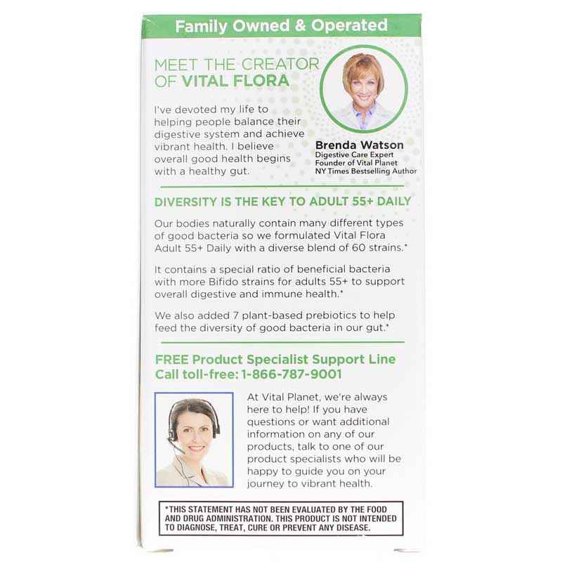 Vital Flora Adult 55+ Daily Probiotic + Prebiotics, 60 Veg Capsules, by Vital Planet, image #3
