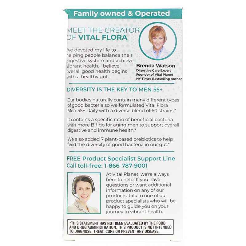 Vital Flora Men's 55+ Daily Probiotic + Prebiotics, 30 Veg Capsules, by Vital Planet, image #3