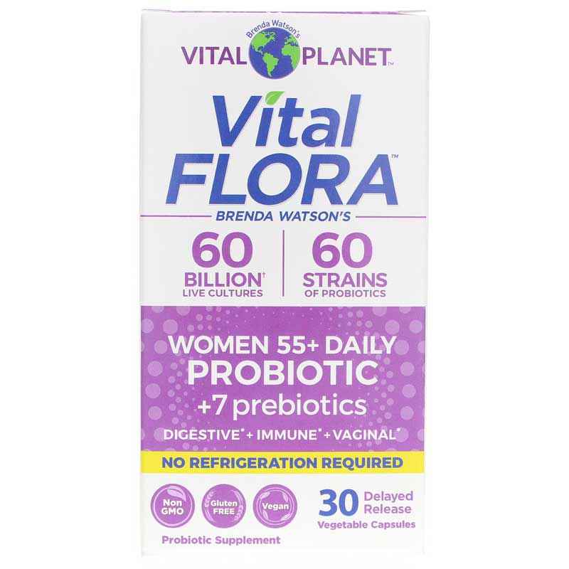 Vital Flora Women 55+ Probiotic + Prebiotics Shelf Stable, 30 Veg Capsules, by Vital Planet