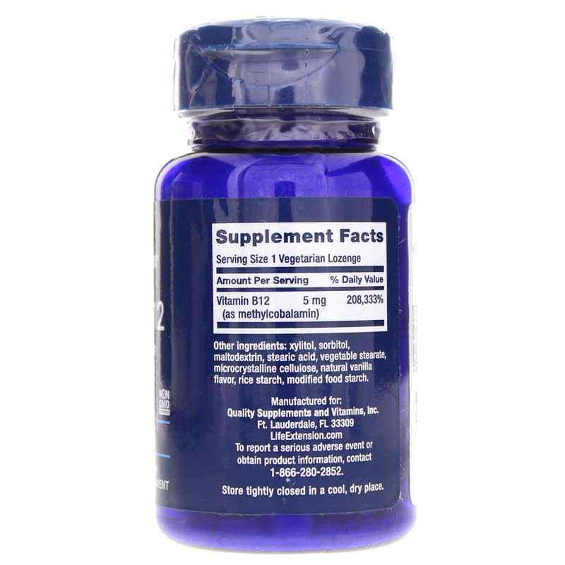 Vitamin B12 Methylcobalamin 5 Mg, by Life Extension, image #2