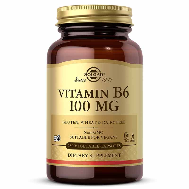 Vitamin B6 100 Mg, 250 Veg Capsules, by Solgar