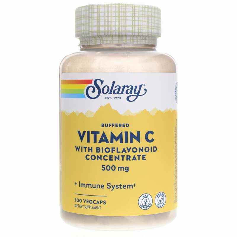 Vitamin C 500 Mg Buffered with Bioflavonoid Concentrate, 100 Veg Capsules, by Solaray