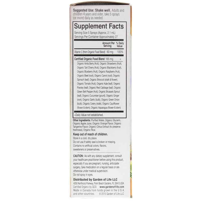 Vitamin C 60 Mg Organic Spray, Orange Tangerine, by Garden of Life mykind Organics, image #2