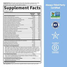 Supplement Facts label for Vitamin Code 50 & Wiser Men Multivitamin showing ingredients, serving size, and daily values.