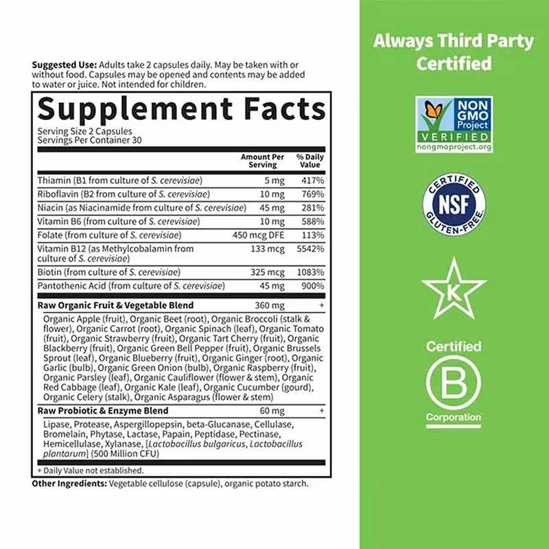 Vitamin Code Raw B-Complex, 60 Veg Capsules, by Garden of Life, image #2