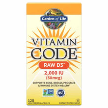 Vitamin Code Raw D3 2000 IU (50 Mcg), 120 Veg Capsules, by Garden of Life